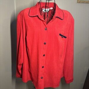 Halmode Plus Vintage Red Polyester Jacket with Black Buttons Size 20W